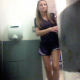 A hidden camera installed at a fast food restaurant records a pretty blonde girl pissing and shitting into a toilet without sitting down. She wipes herself and leaves. This appears to be a genuine voyeur video. See movies #6090 and #6534 for more. About 2